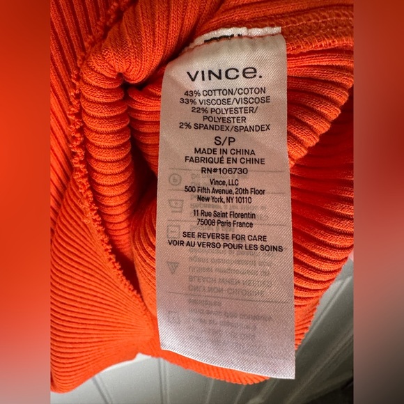 Vince Orange Raw-Edge Ribbed Scoop-Neck Tank - Picture 5 of 6